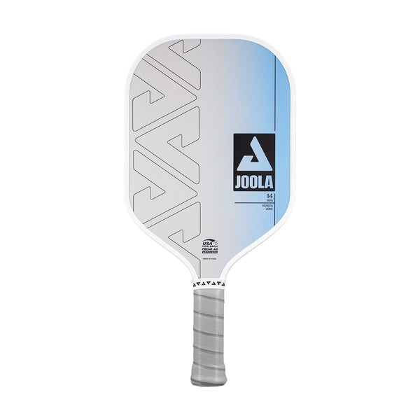 Zone Hybrid Fibreglass & Carbon Fibre 14mm Pickleball Paddle with Feel-Tec Grip, USAPA Approved, White/Blue G4263