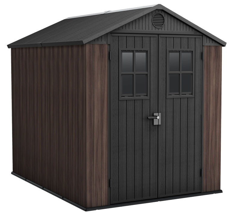Darwin Resin Outdoor Storage Shed with DecoCoat, Brown, 6-ft x 8-ft X6439