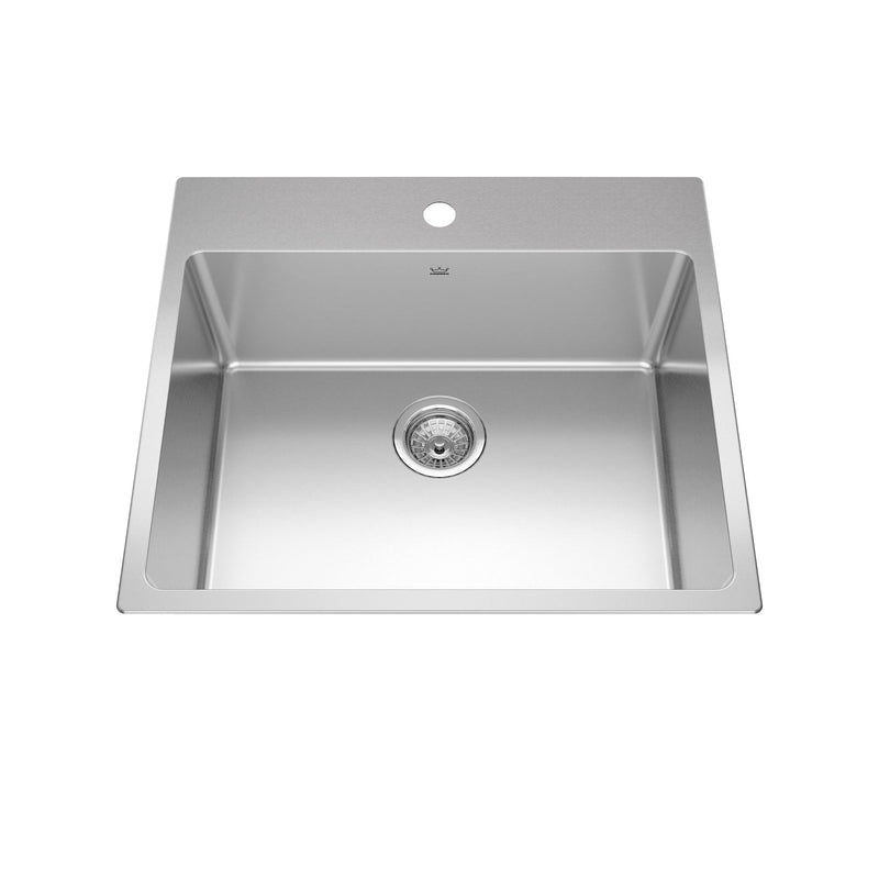 Brookmore Drop In Single Bowl 1-Hole Kitchen Sink, 25-in x 22-in x 9-in, Stainless Steel Y9443