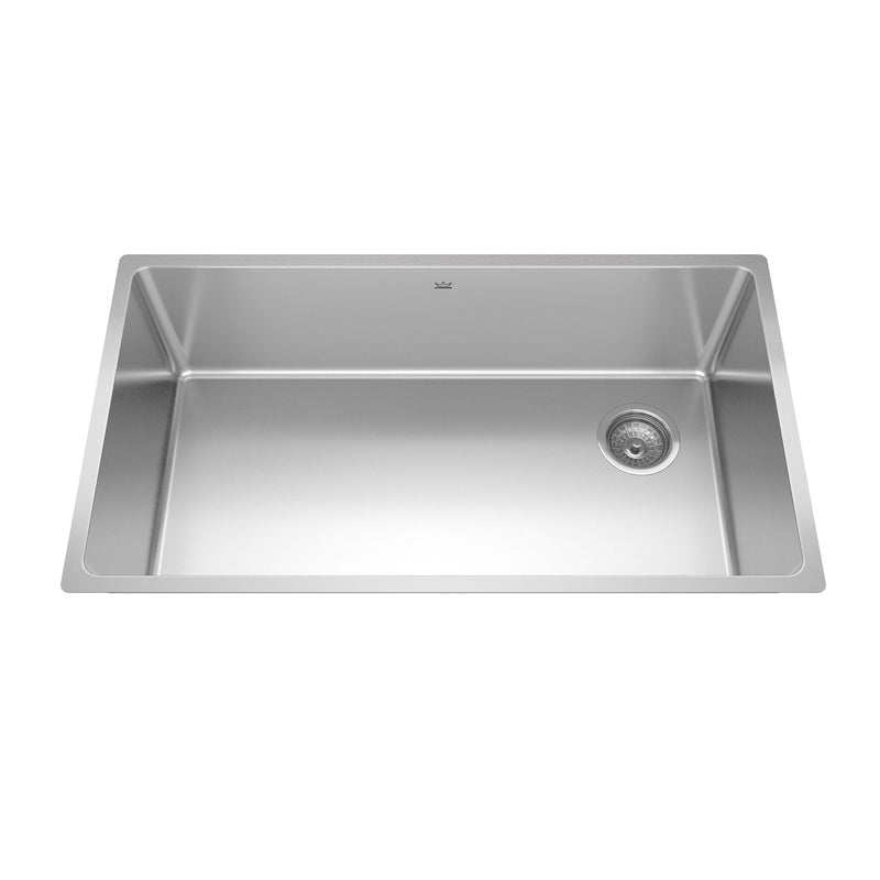 Brookmore Undermount Single Bowl Off Set Waste Kitchen Sink, 32.5-in x 18.1-in x 9-in, Stainless Steel P3800