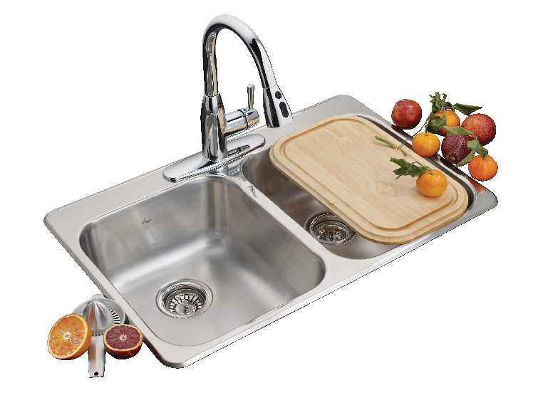 Drop In Double Bowl 3-Hole Kitchen Sink, 31.25-in LR x 20.5-in FB, Stainless Steel Y1712