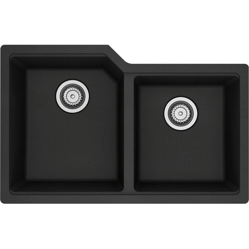 Urban Undermount Granite Double Bowl Kitchen Sink, 30.69-in x 19.69-in x 8.63-in, Onyx A7169