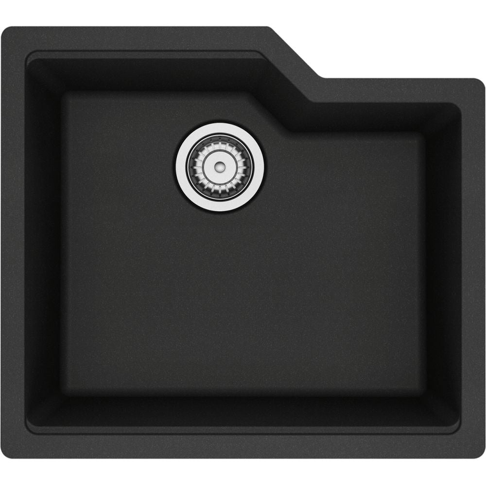 Urban Undermount Granite Single Bowl Kitchen Sink, 22.06-in x 19.69-in x 9.06-in, Onyx