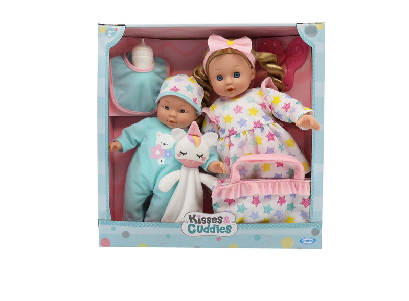 Kisses & Cuddles Soft Body Baby Doll Gift Set with 12-in and 16-in Dolls N1358