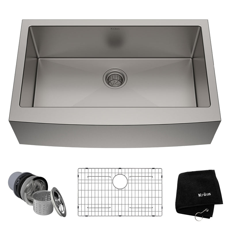 Standard PRO Apron Front Farmhouse Stainless Steel Single Bowl Kitchen Sink, 33x21x10-in G9803