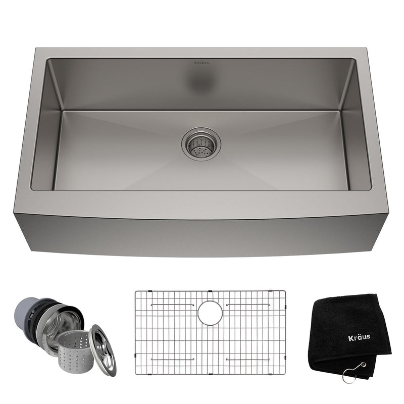 Standard PRO Apron Front Farmhouse Stainless Steel Single Bowl Kitchen Sink, 36x21x10-in N0662