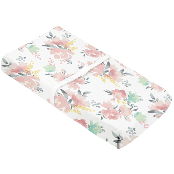 Percale Changing Pad Cover, Watercolour Blooms B1220