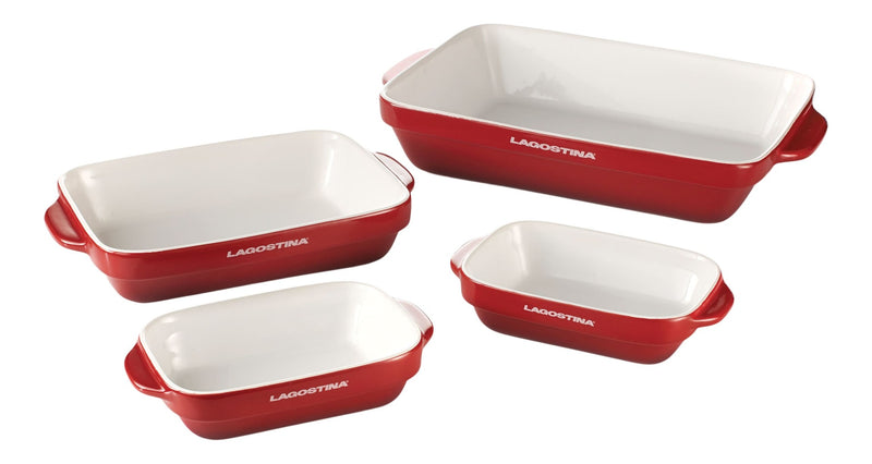 Ceramic Bakeware Set, Red, Assorted Sizes, 4-pc M261
