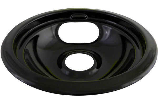 62243 Porcelain Stove Drip Pan with Trim Ring, Dishwasher Safe, Black, 6-in C5789