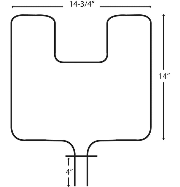 62509/2 Oven/Bake Element with Fixed 90° Connector, 2400W, 14-3/4-in x 14-in K0704