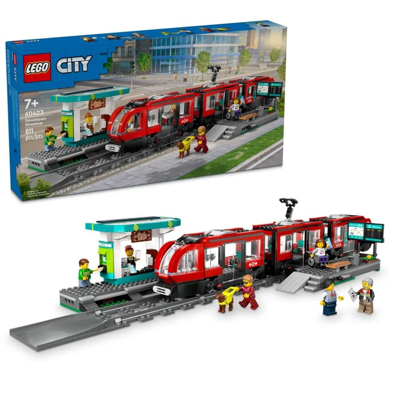 City Downtown Streetcar and Station Toy Train Set - 60423, 811-pcs, Ages 7+ X6137
