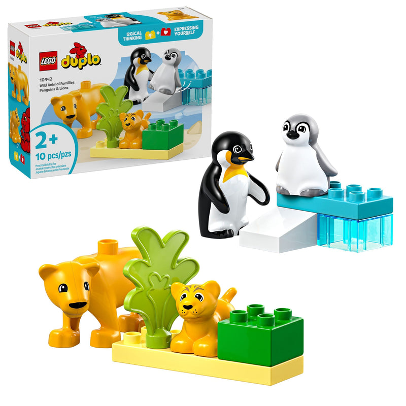 Wild Animal Families: Penguins & Lions Toy Building Set - 10442, 10-pcs, Ages 2+ U7593