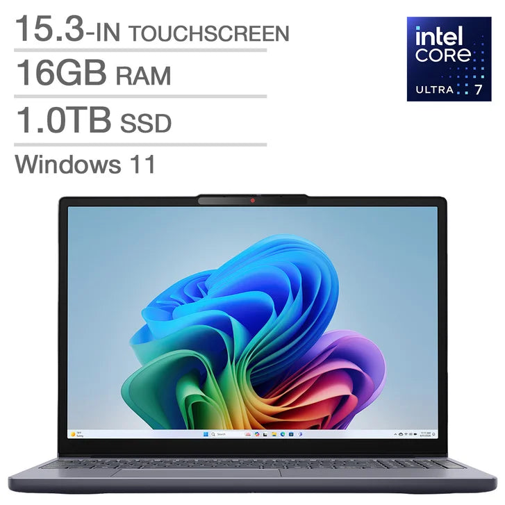 Lenovo IdeaPad Slim 3i Copilot+ PC 15.3-in. Touchscreen Laptop, Intel Core Ultra 7 355 - 16GB RAM, 1TB SSD E4307