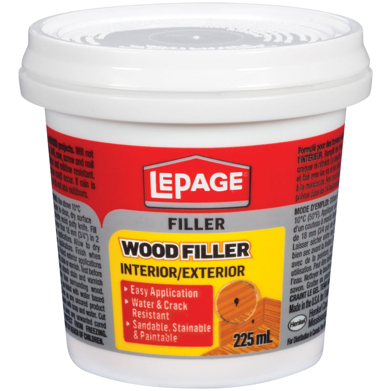 Interior/Exterior Wood Filler, Repairs Cracks & Holes, Water-Resistant, Brown, 225-mL B9710
