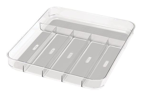 Madesmart Large 6-Compartment Cutlery & Kitchen Utensil Drawer Organizer Tray/Holder, Clear J8043