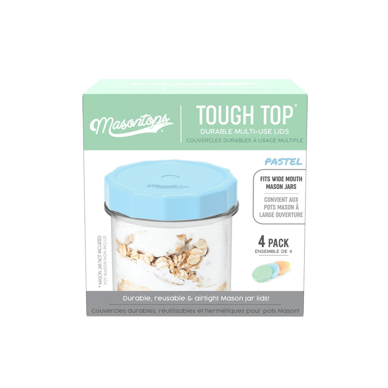 Tough Tops Durable Plastic Lids, Regular-Mouth, Assorted, 4-pk Y3252