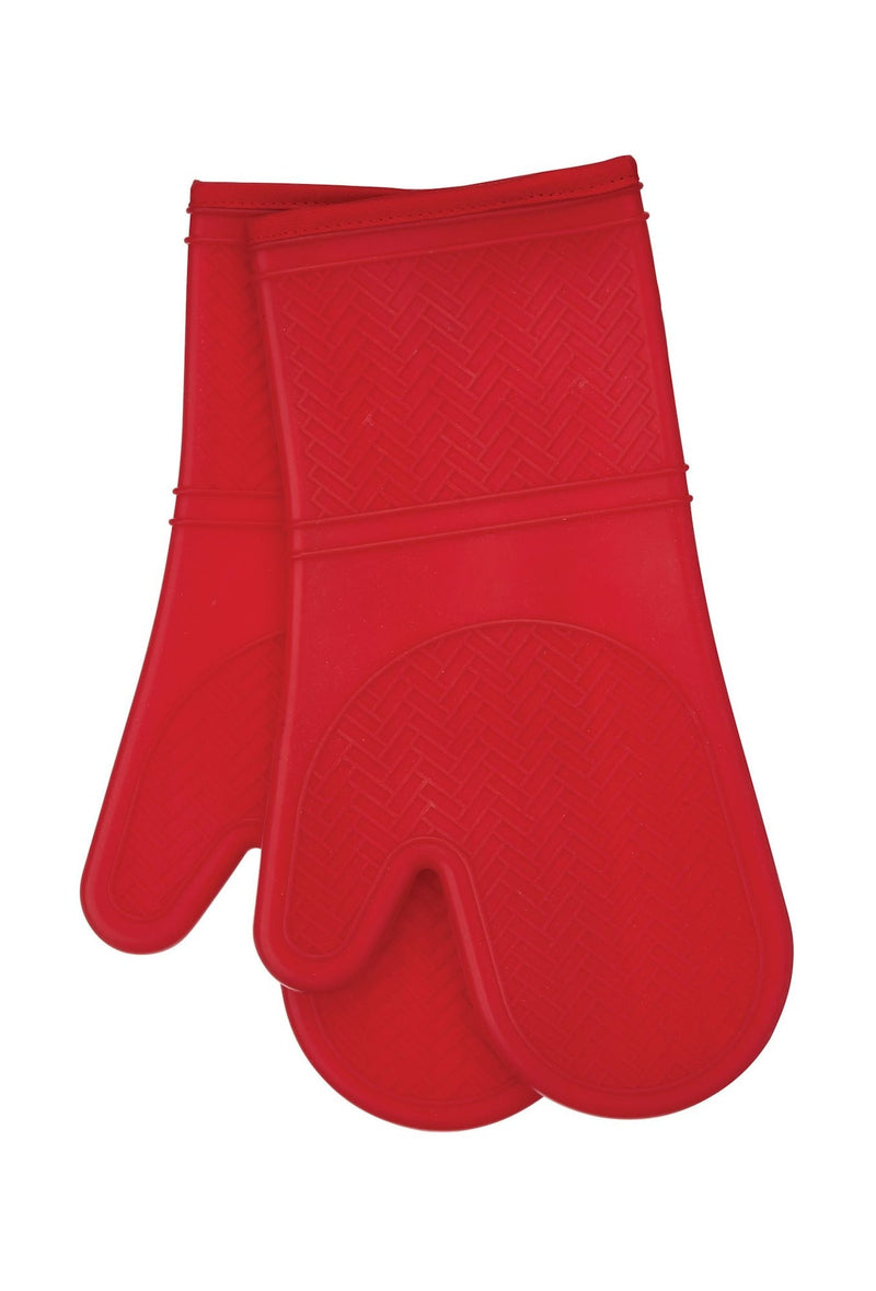 2pc Silicone Oven Mitt Set, Non-Slip Grip, Red C2184
