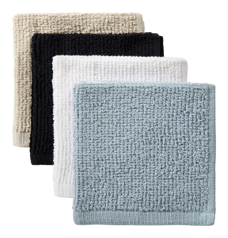 Bar Mop Dish Cloths, Black, Grey & Dusty Blue, 12-in, 8-pk K8197