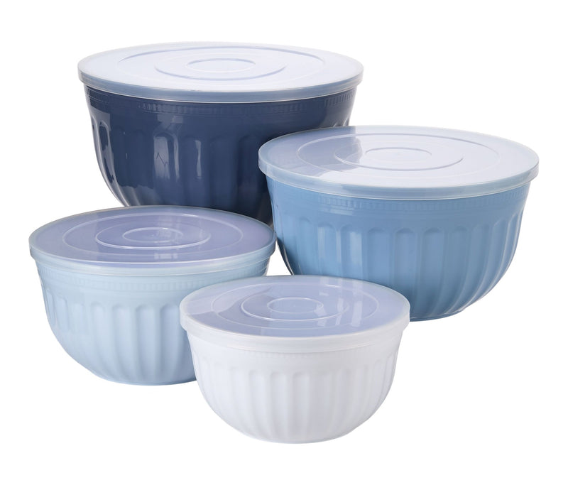 Nestable Navy Mixing Bowl Set with Lids, 8-pc U6870