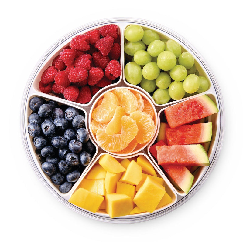 Round Airtight Snackle Box, 6 Compartments, White W6404