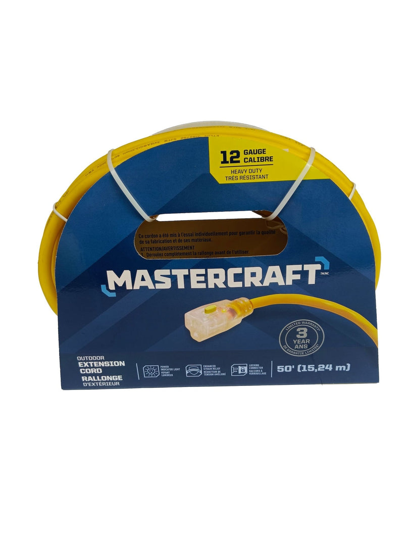 12/3 Outdoor Extension Cord with Lighted end & Locking Connector, Yellow K0177