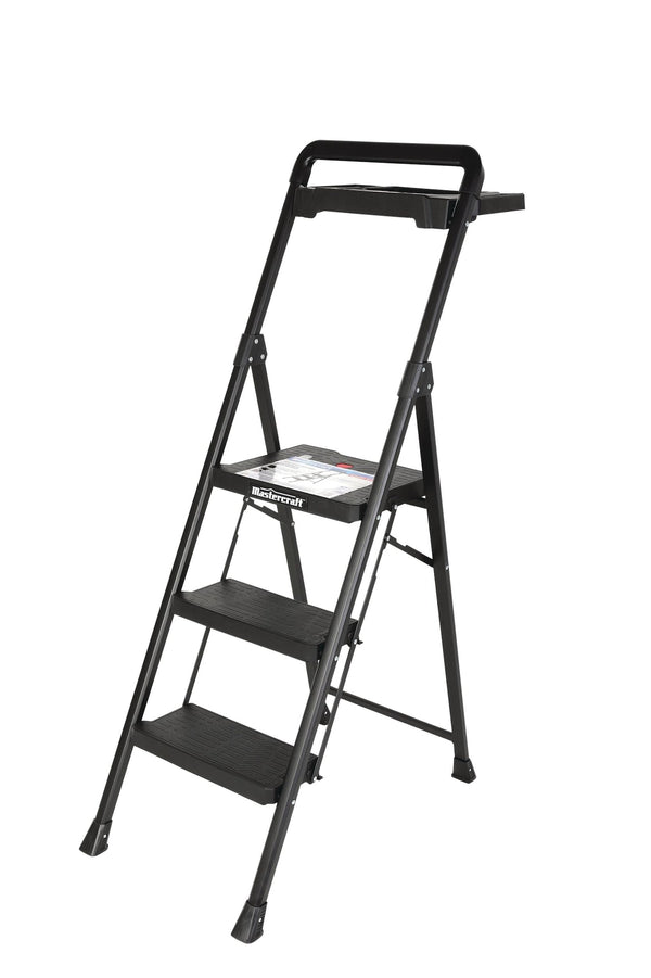 3-Step Ladder Heavy-Duty Metal/Plastic Folding Step Stool, 300-lb, 4.5 ft N7601