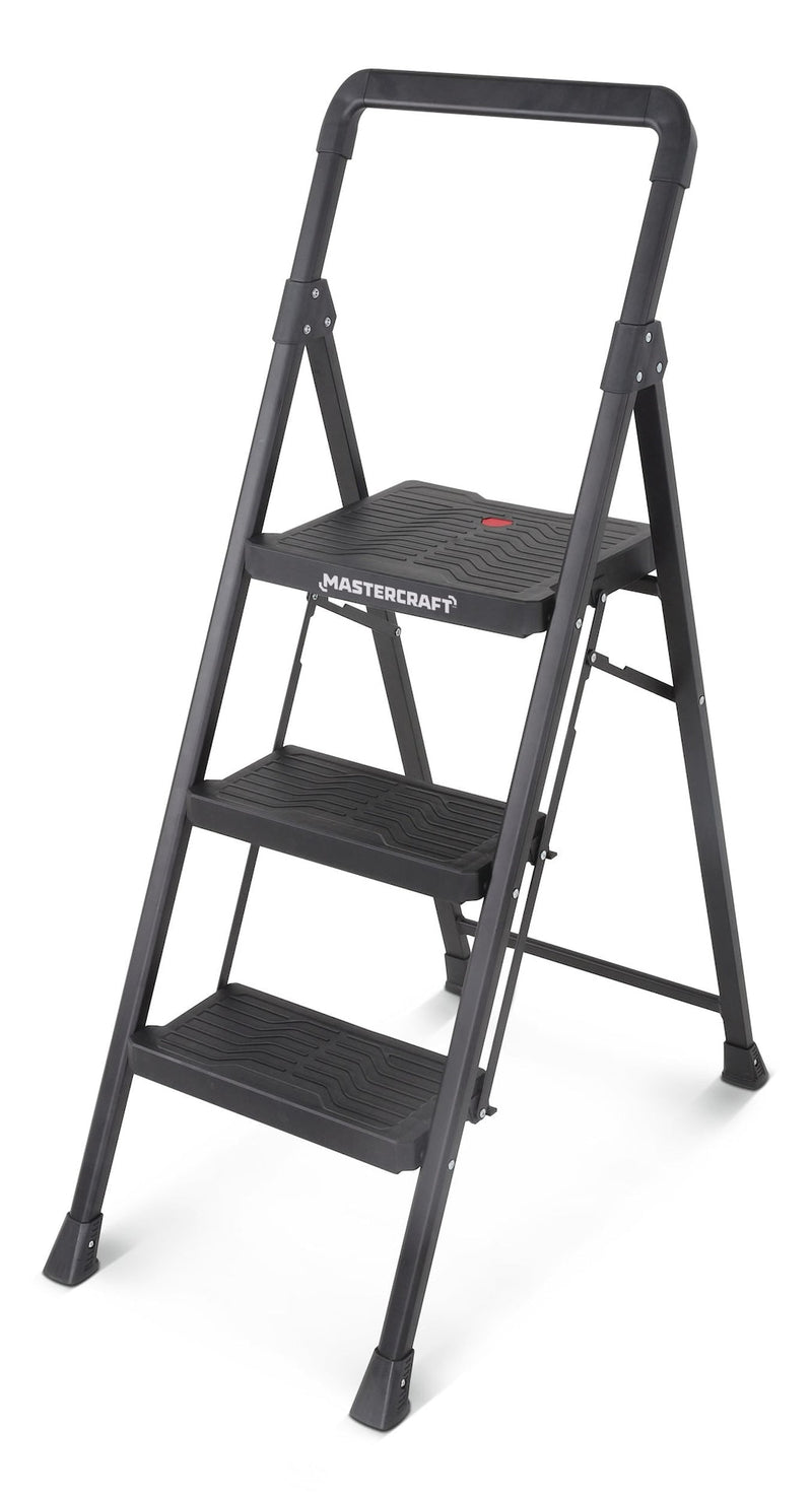 3-Step Metal/Plastic Folding Step Stool, 250-lb, 3.9 ft Y9287
