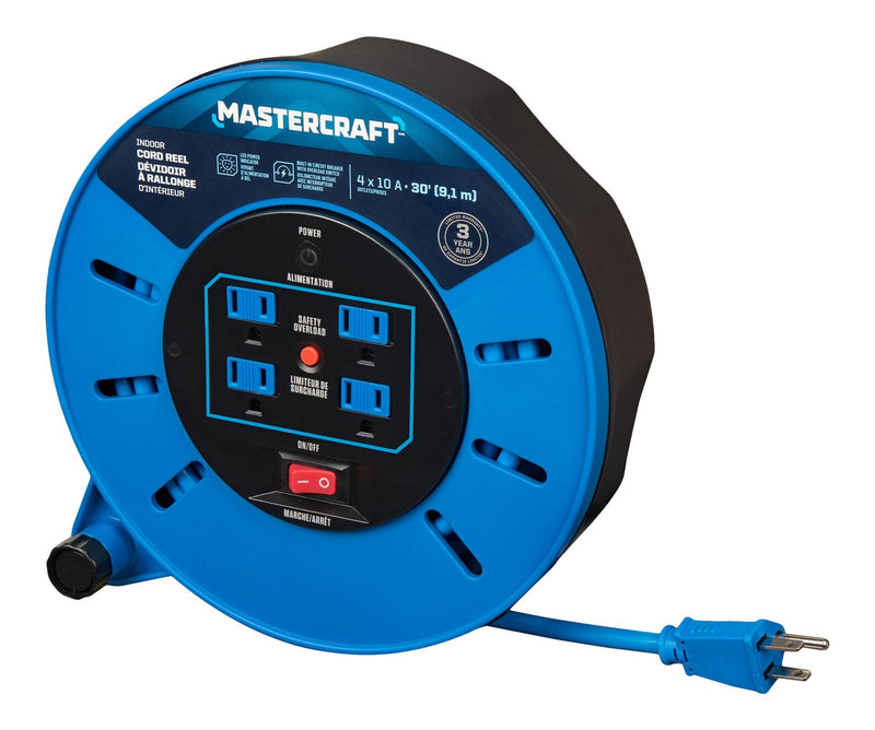 30-ft 10A Retractable Extension Cord Reel B6947
