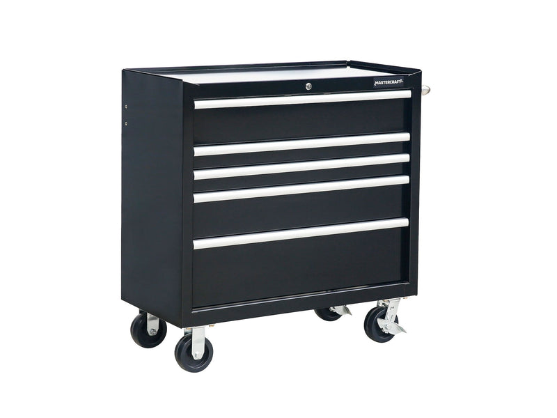 5-Drawer Powder-Coated Steel Tool Cabinet, Black, 36-in P2812