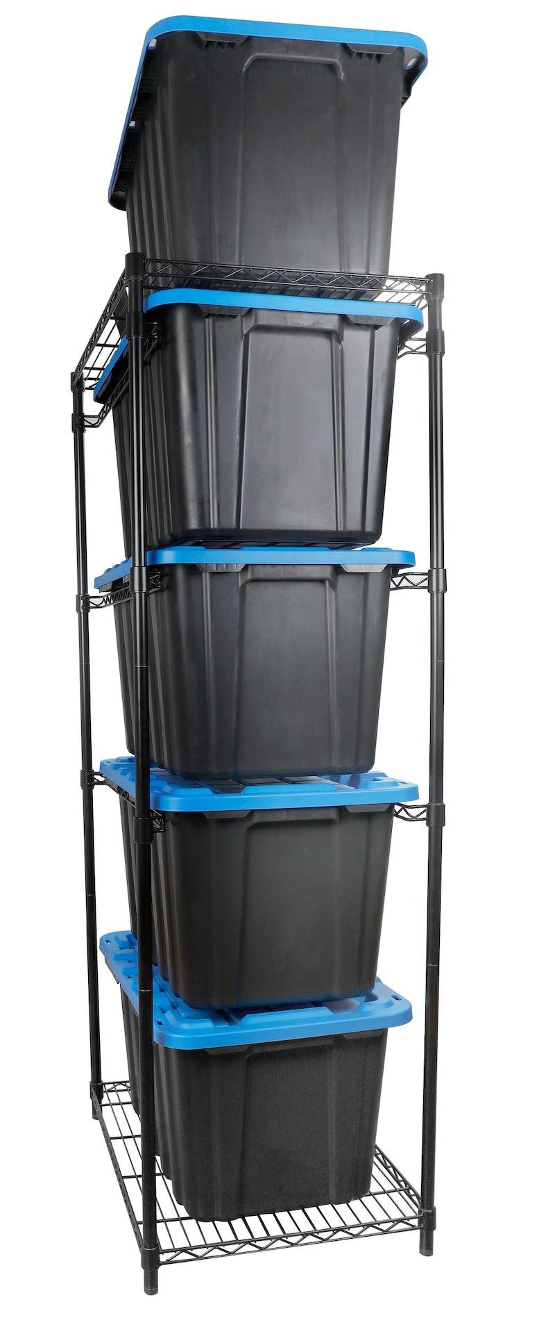 5-Tier Steel Tote Storage Rack, Black, Totes Not Included U6443