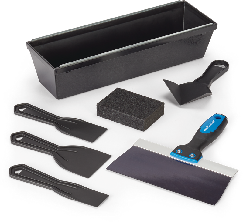 DIY Drywall Set with Mud Pan, Taping Knife, Corner Tool, Putty Knife & Sponge, 7-pc N2393