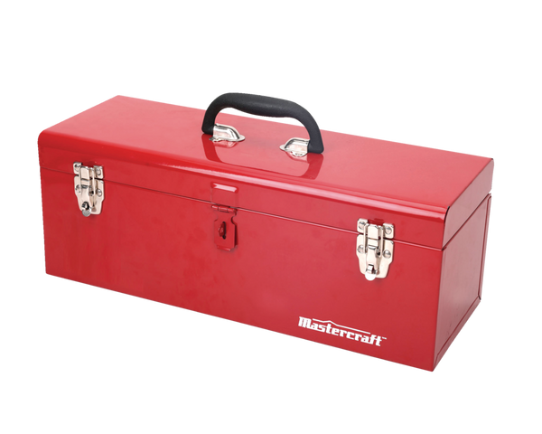 Portable Metal Hip Roof Tool Box with Removable Tray, 19-in, Red E3375