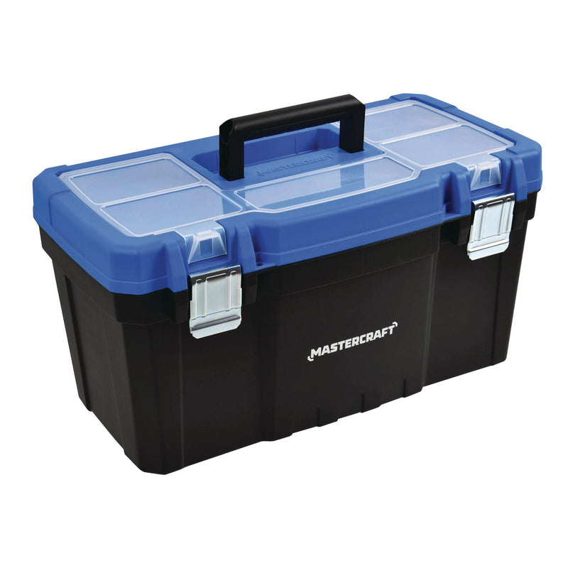 Portable Plastic Tool Box with Removable Tray & Tray Top, Blue, 22-in R3467