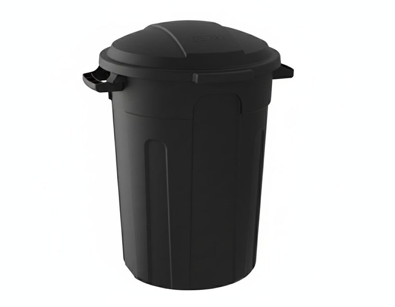 Resin Circular Outdoor Garbage Can with Lid, Black, 121-L O2447