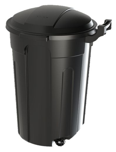 Resin Circular Wheeled Outdoor Garbage Can with Lid, Black, 121-L Y3205