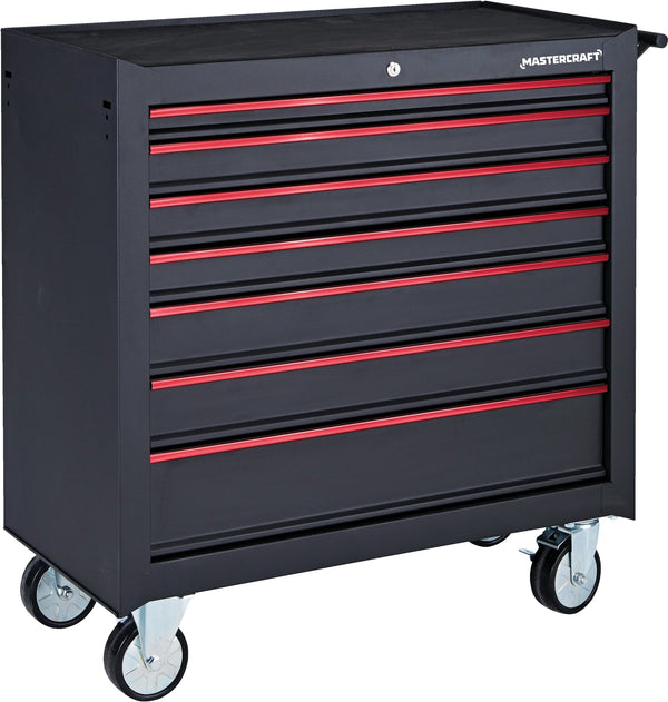 Rolling Tool Storage Cabinet with 7 Drawers, Black, 36-in A2832