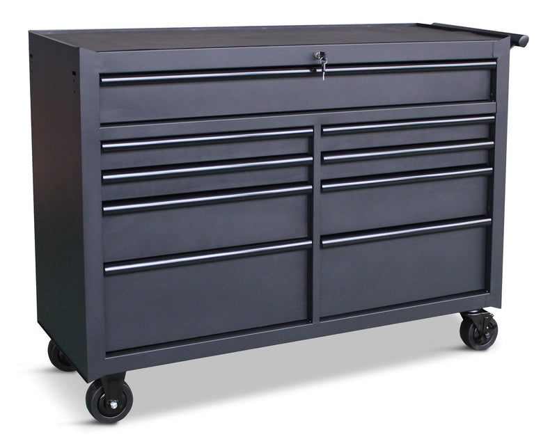 Rolling Tool Storage Cabinet with 9 Drawers, Black, 52-in R8365
