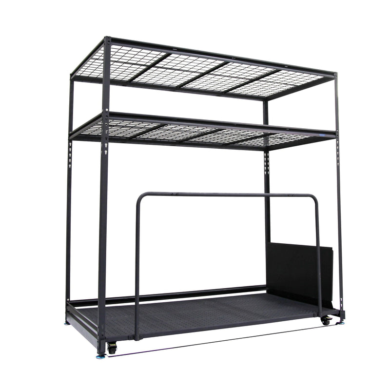 Seasonal Storage Rack with Rolling Platform Cart, Black, 65.5-in x 35.5-in x 68-in O2869