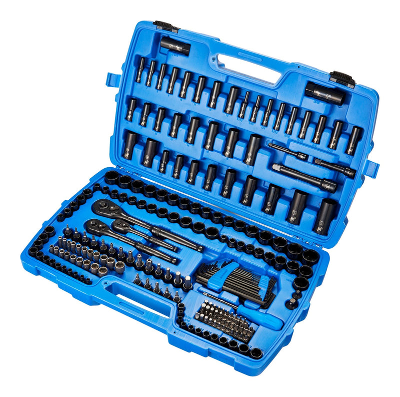 Socket Set, 229-pc, SAE / Metric, CRV, Black Steel Finish Q5374