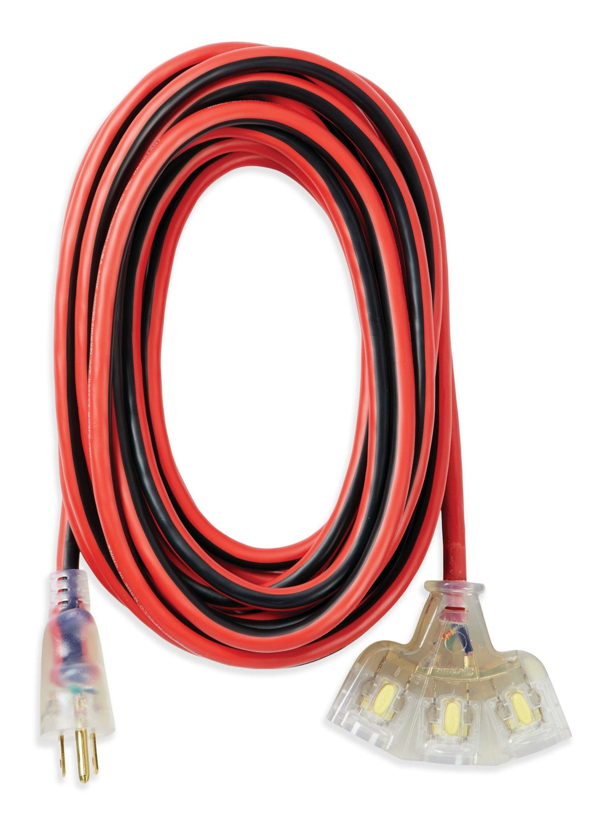 25-ft 14/3 Outdoor Extension Cord with 3 Grounded Outlets, Lighted End and Locking Connector, Hi-Visibility
