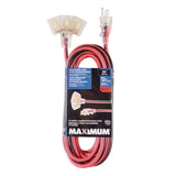 25-ft 14/3 Outdoor Extension Cord with 3 Grounded Outlets, Lighted End and Locking Connector, Hi-Visibility