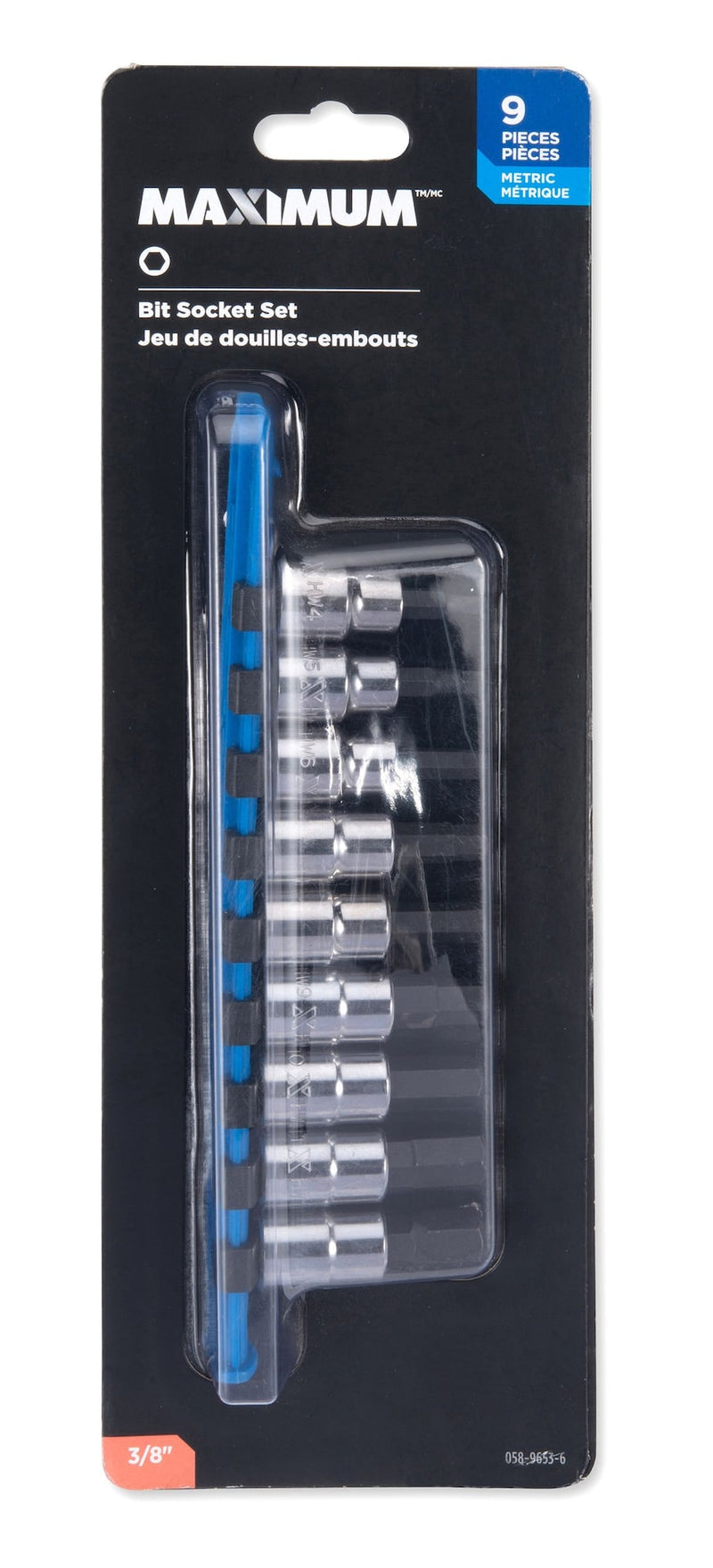 3/8-in Drive Hex Bit Socket Set, Chrome-Plated, 9-pc, Metric P9226