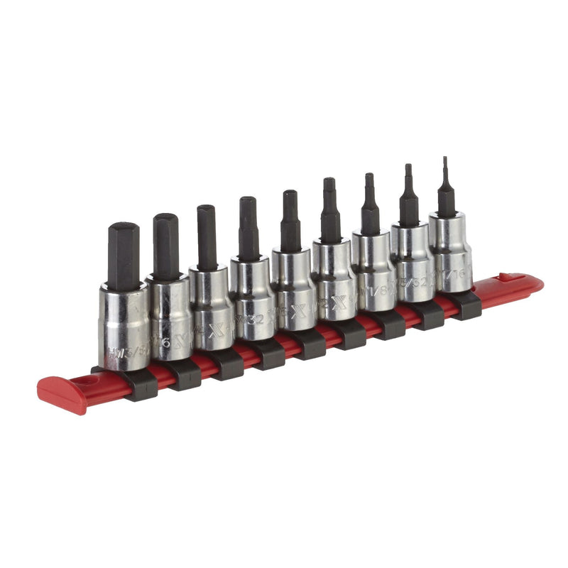 3/8-in Drive Hex Bit Socket Set, Chrome-Plated, 9-pc, SAE D8986