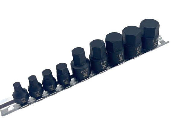 9 Piece Impact Stubby Bit Socket Rail Hex Metric U1526