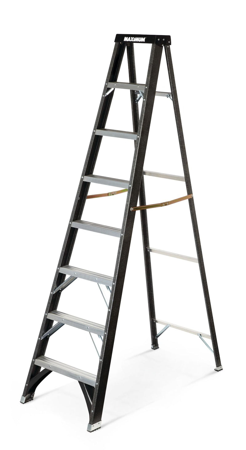 Grade 1 Fibreglass Heavy-Duty Industrial Step Ladder, 250-lb, 8-ft N5600
