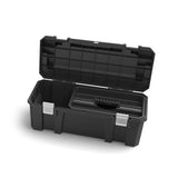 Heavy-Duty Plastic Tool Box with Removable Tray & Organizer, 26-in, Black