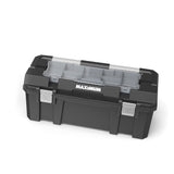 Heavy-Duty Plastic Tool Box with Removable Tray & Organizer, 26-in, Black