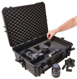 Portable IP67 Waterproof Case/Tool Box with Foam Layers, Black, Large, 22-in