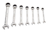 Ratcheting Wrench Set, SAE, Nickel-Chrome Plating, 7-pc