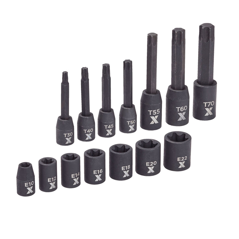 Star-drive & E-Star-drive Impact Bit Socket Set, 14-pc, SAE/Metric B5513